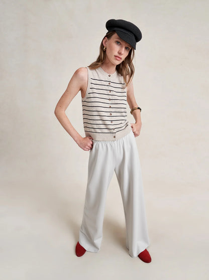 Stripe Lee Vest in Tan/Black