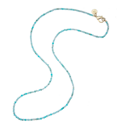 Double Wrap Diamond Cut Beaded Necklace in Amazonite