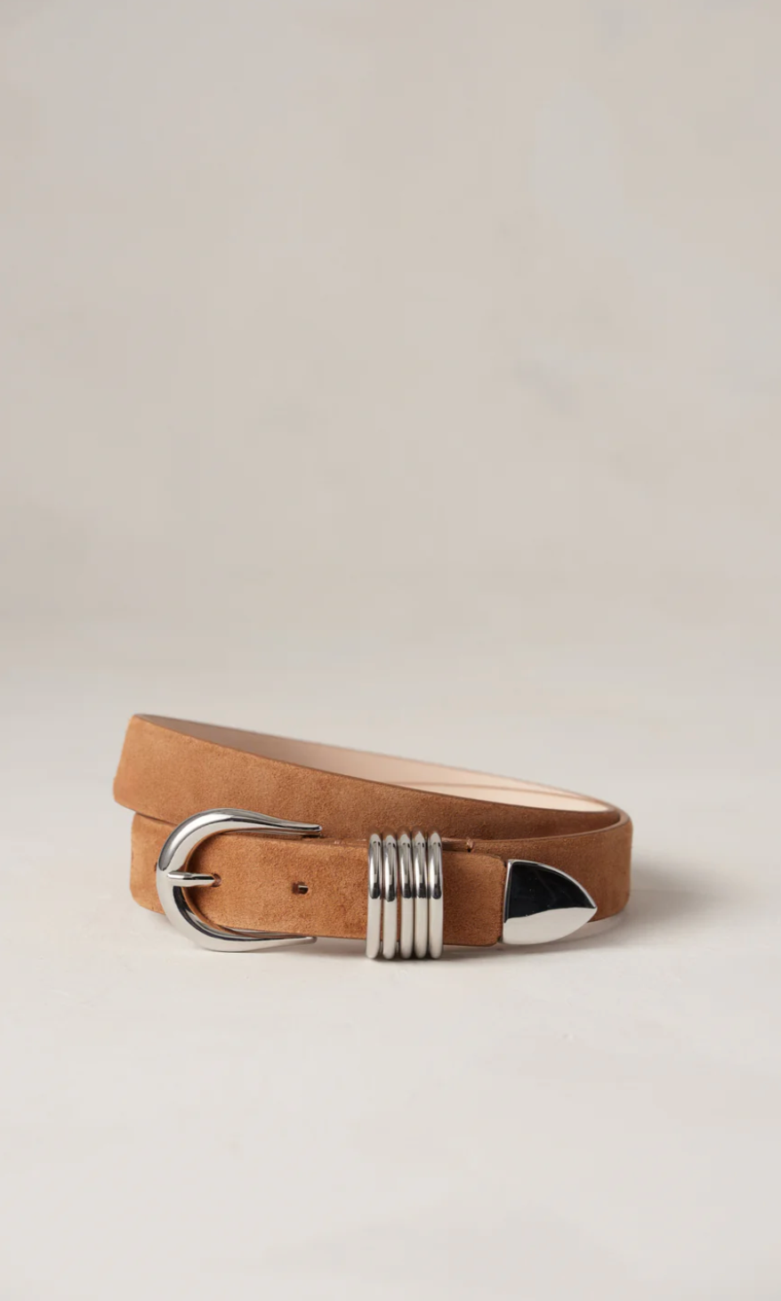 Hollyhock Suede in Caramel & Silver