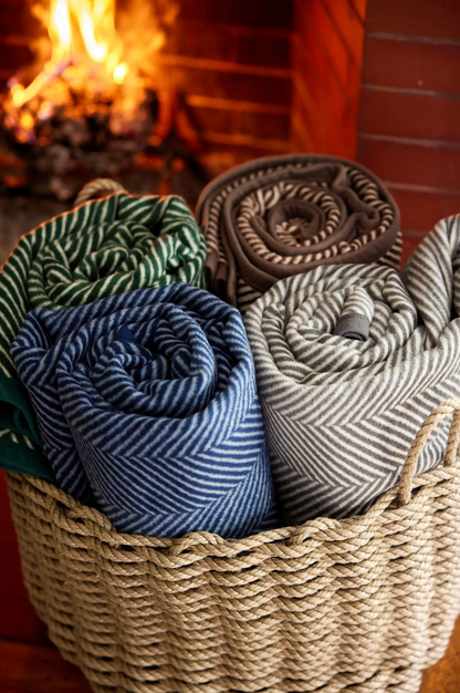 Herringbone Navy Blanket