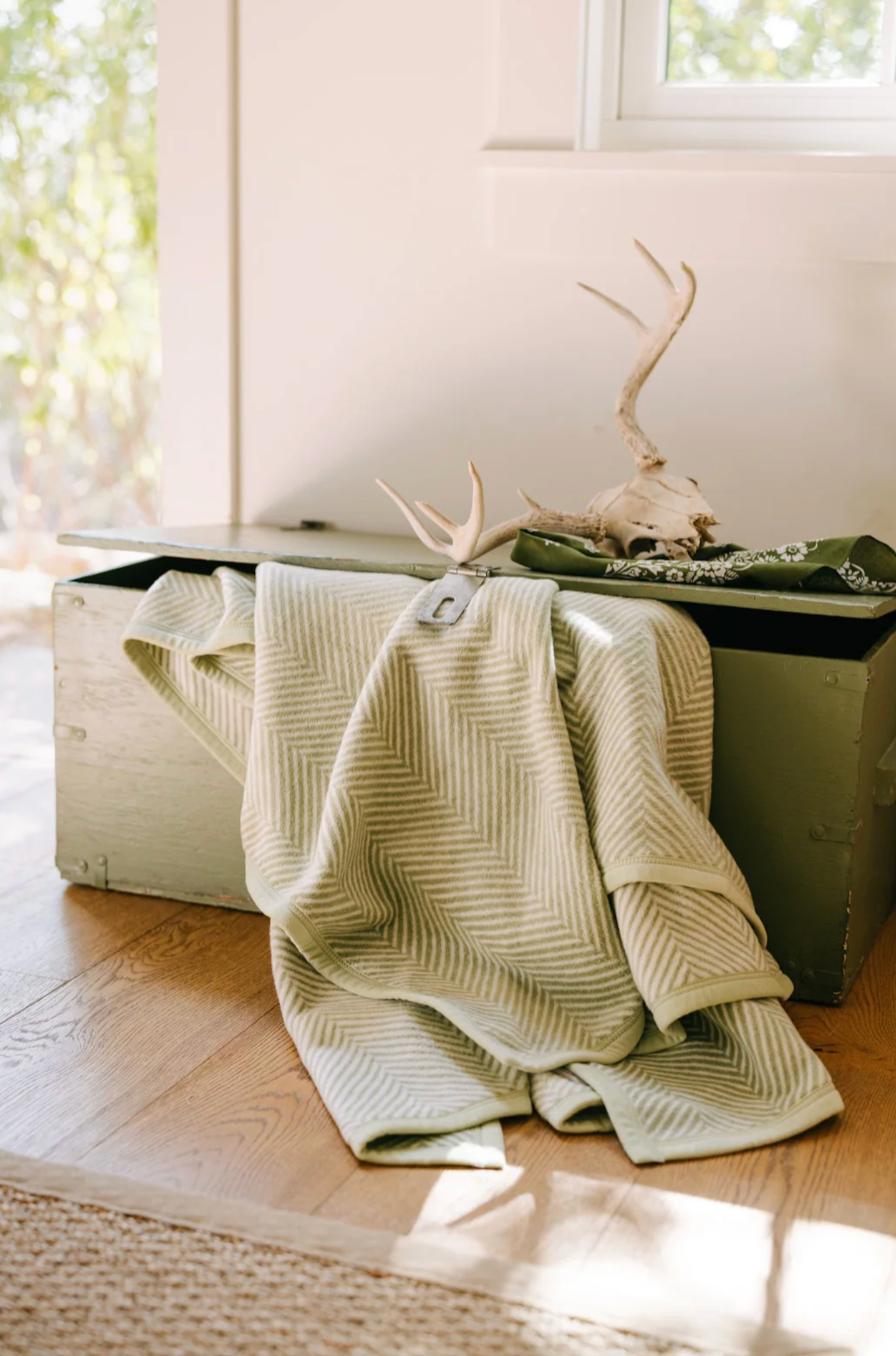 Herringbone Garden Green Blanket