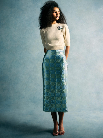 Lucida Gingham Sequin Skirt