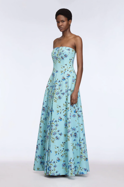 Ragna Dress in Blue Magnolia Taffeta Faille