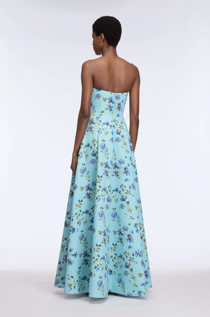Ragna Dress in Blue Magnolia Taffeta Faille