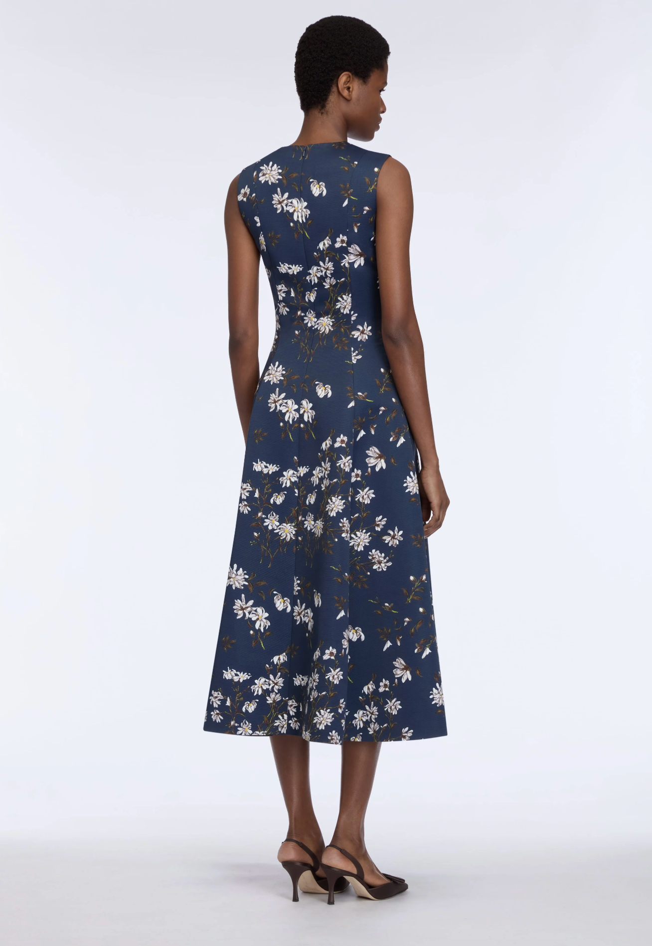 Mara Dress in Midnight Magnolia Taffeta Faille