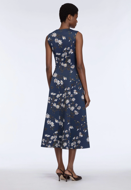 Mara Dress in Midnight Magnolia Taffeta Faille
