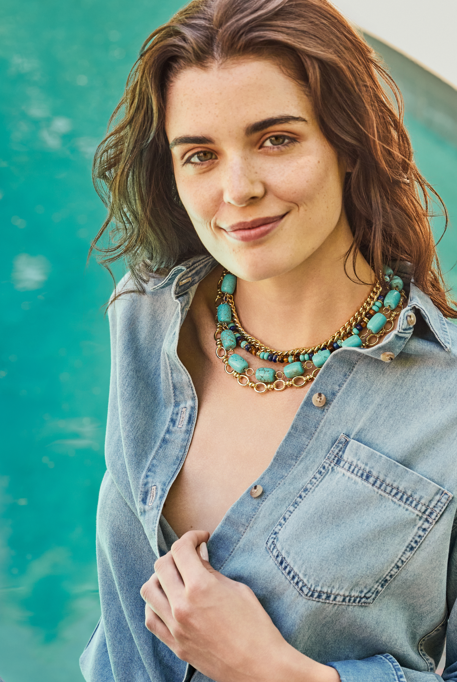Chunky Turquoise Lariat Necklace