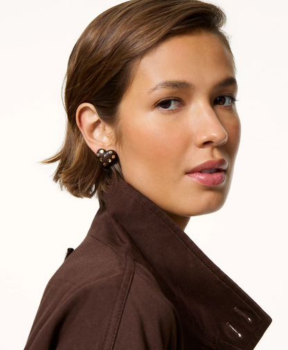 The Studded Wood Heart Earrings