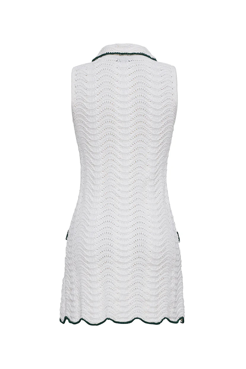 Sheena Mini Dress in Green and Ivory Wave