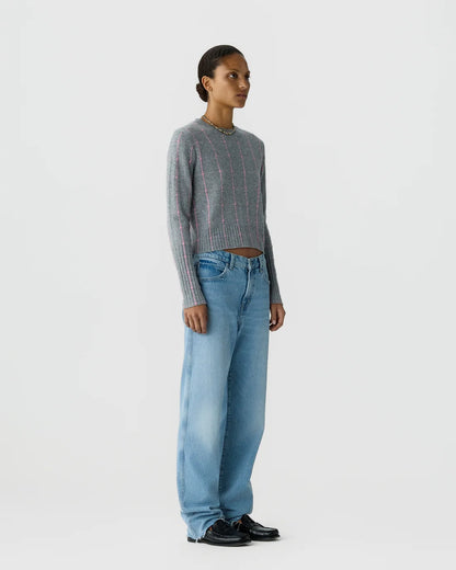 Shrunken Checker Crew in Heather Grey/Sprinkle