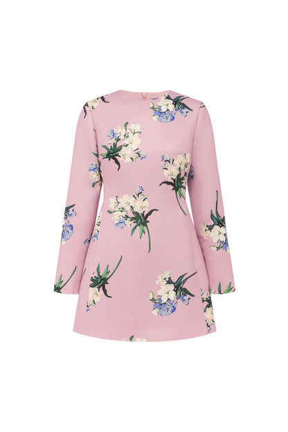 Aliza Mini Dress in Pastel Pink Bouquet