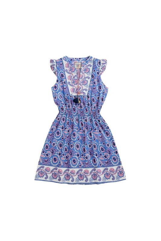 Lola Mini Dress in Blue/Pink Flower