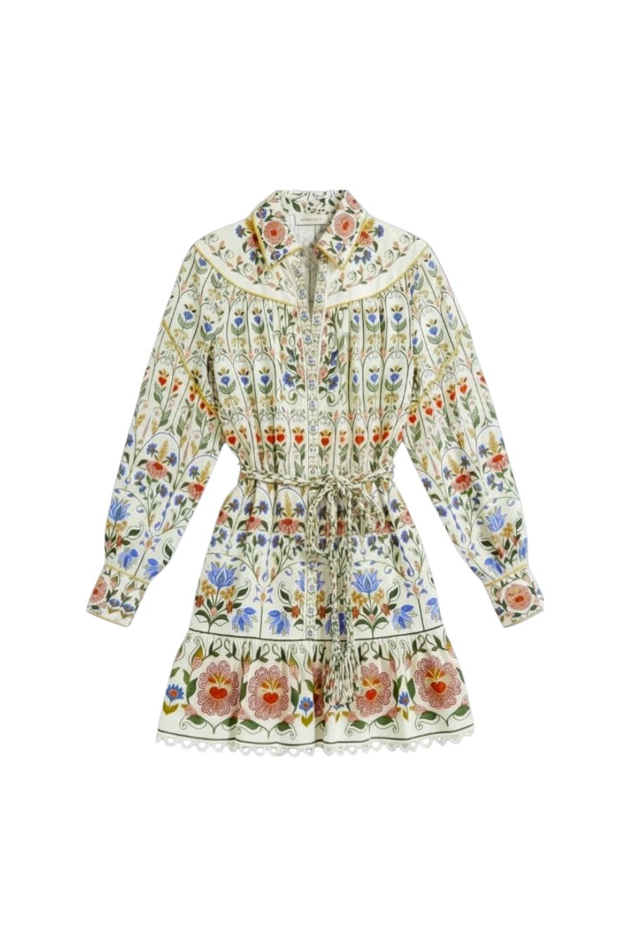 Stitch Garden Mini Dress in Off-White