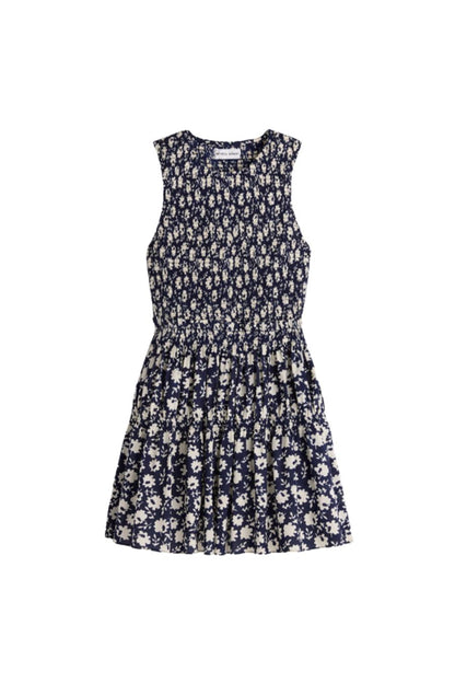 Lore Smocked Mini Dress in Navy Floral