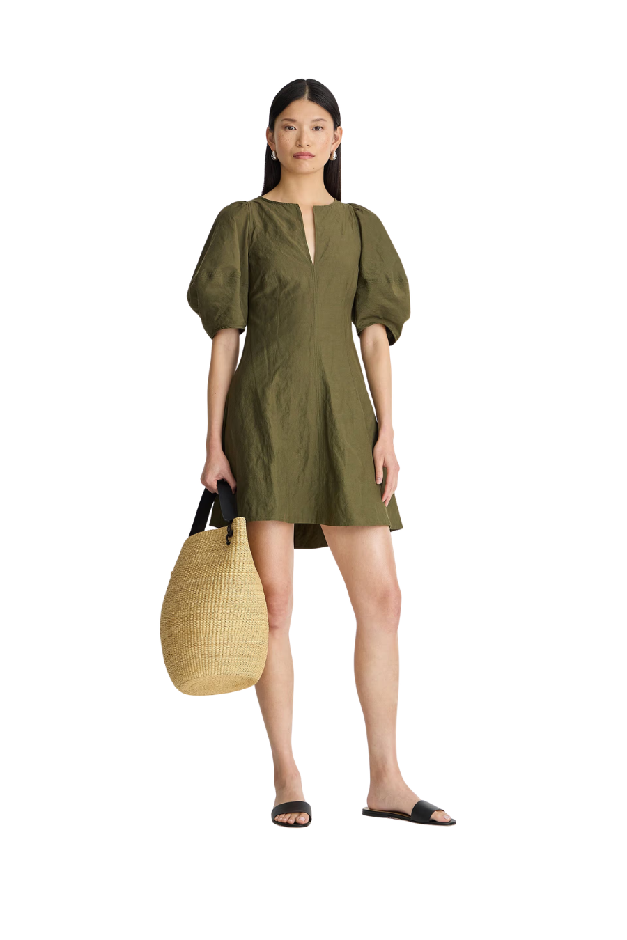 Sculpted Sabina Mini Dress in Dark Olive