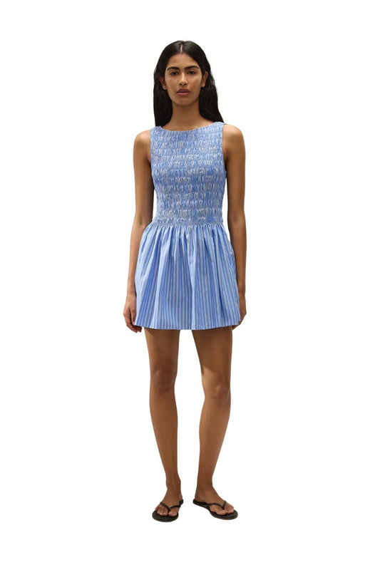Carina Mini Dress Joao Stripe Azulejo Blue