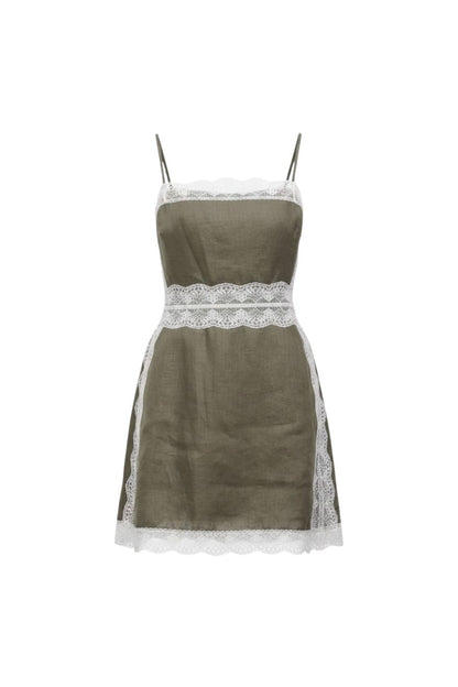 Amalina Linen Mini Dress in Thyme