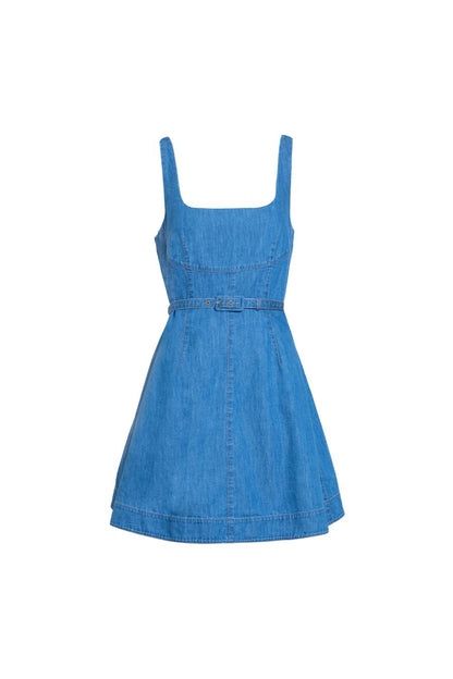 Paige Dress in Medium Indigo Blue