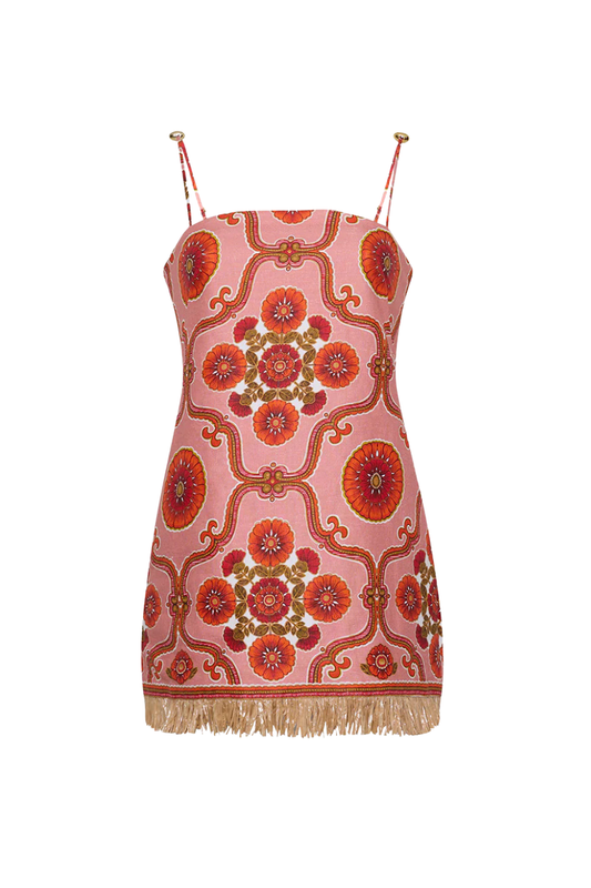 Valencia Mini Dress in Mod Floral Brick