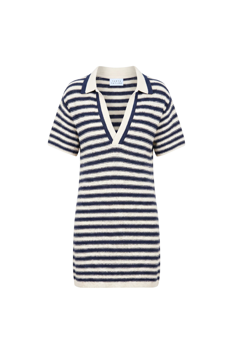 Joni Dress in Maritime Blue and Cream