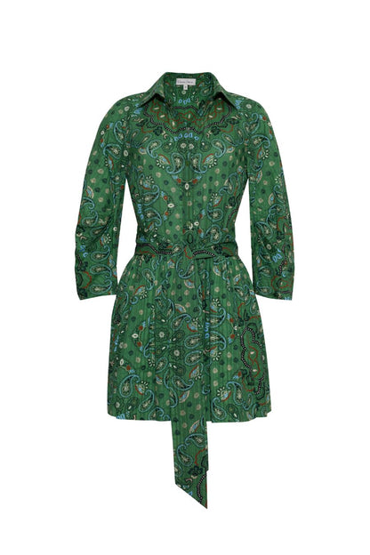 Raya Mini Dress in Bandana Green