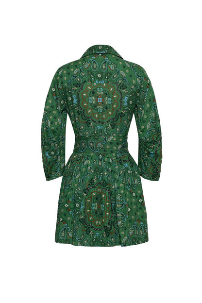 Raya Mini Dress in Bandana Green
