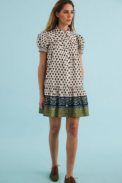 Drifter Mini Dress in Thistle & Vine Cream