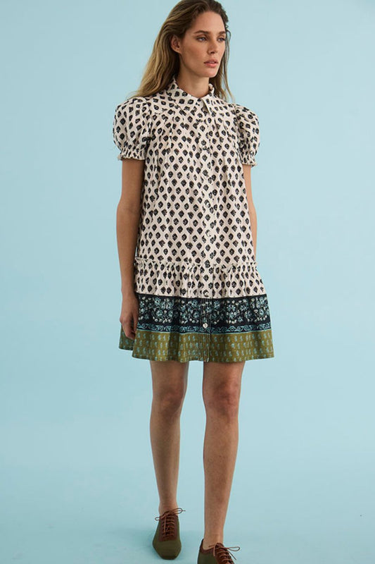 Drifter Mini Dress in Thistle & Vine Cream