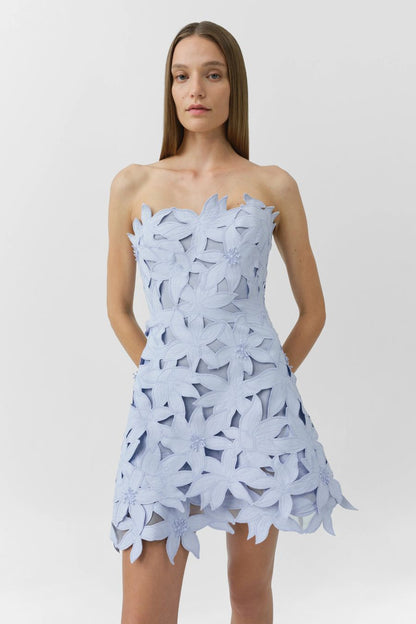 Miri Bustier Mini Dress in Periwinkle Sky