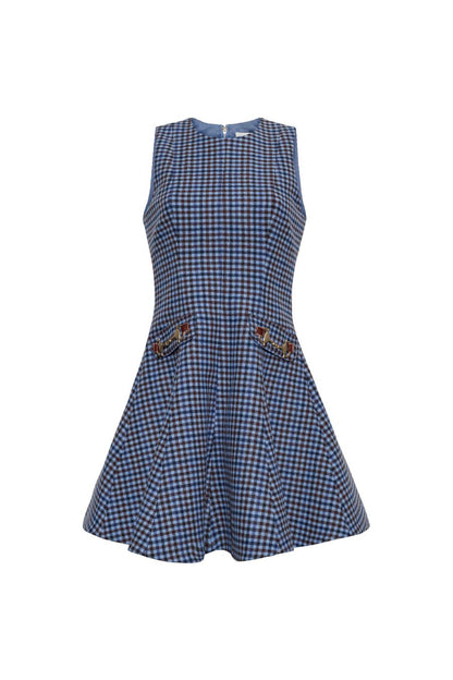 Burns Dress in Edmound Plaid Blue