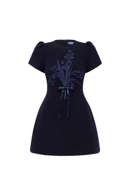 Carina Appliqué Tweed Mini Dress
