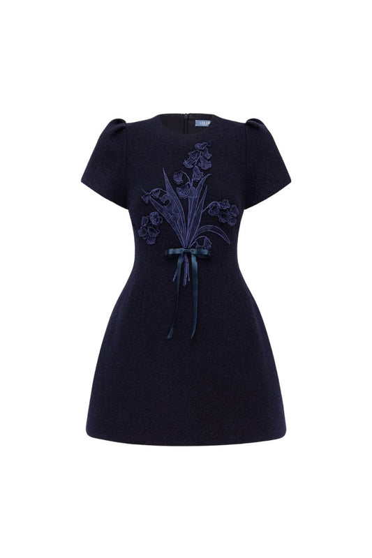 Carina Appliqué Tweed Mini Dress