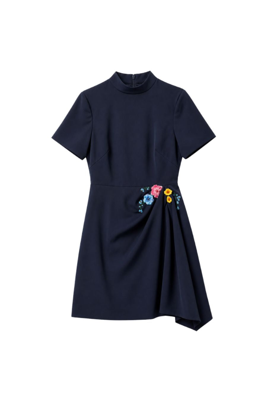 Draped Min-B Dress in Navy/Blossom