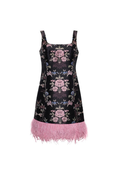 Carlie Mini Dress in Trellis Jacquard Maroon