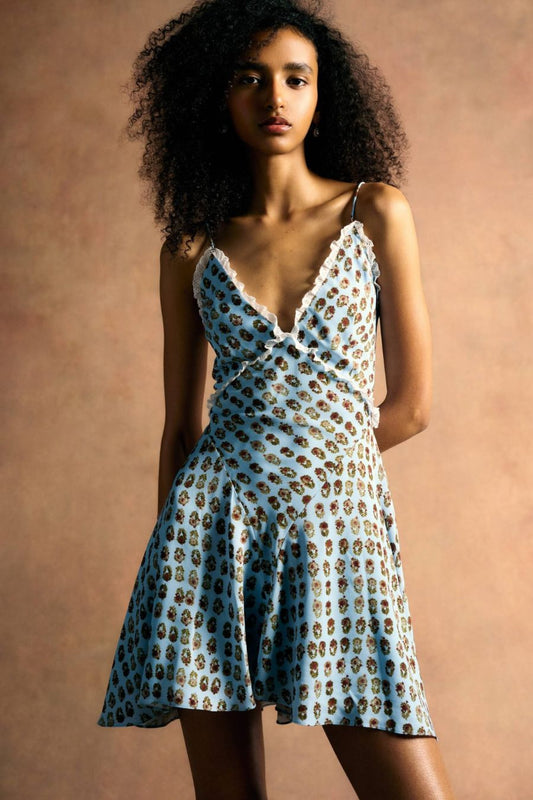 TS Aristea Mini Dress in Blue Sunflower