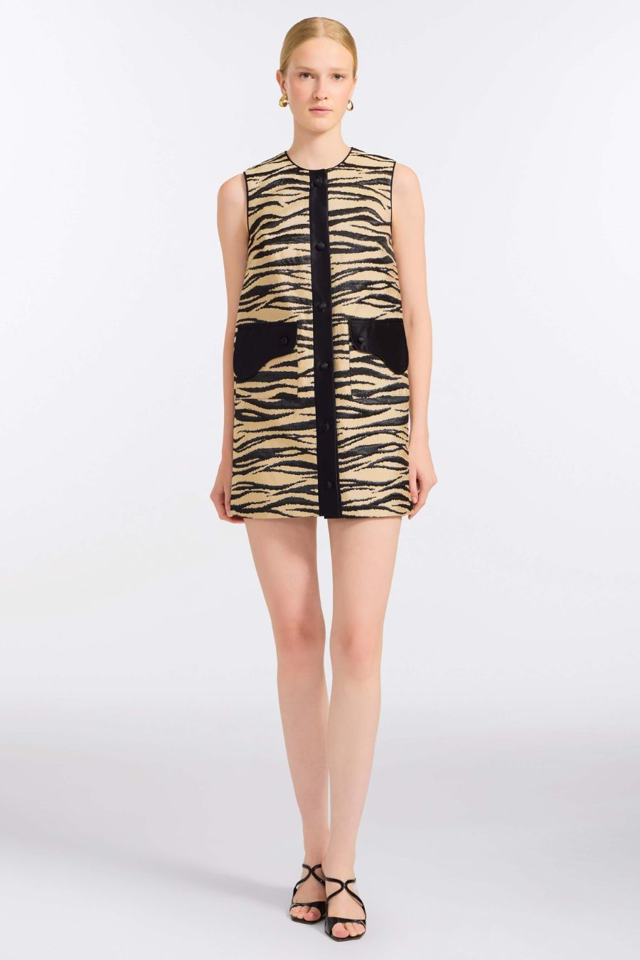 TS Pearsei Zebra-Striped Mini Dress