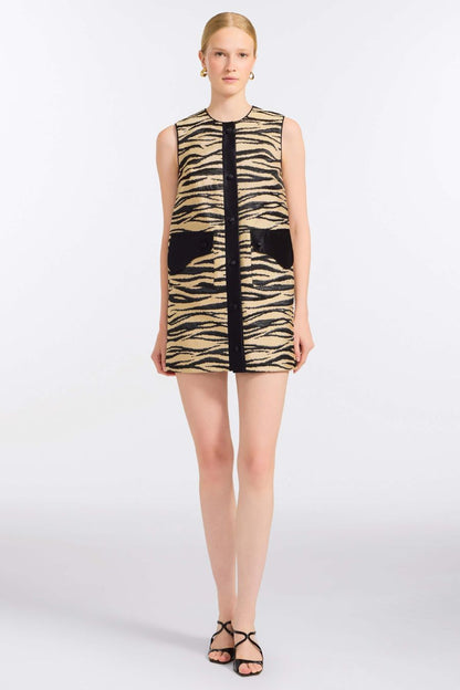 TS Pearsei Zebra-Striped Mini Dress