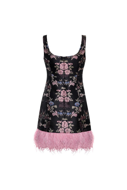 Carlie Mini Dress in Trellis Jacquard Maroon