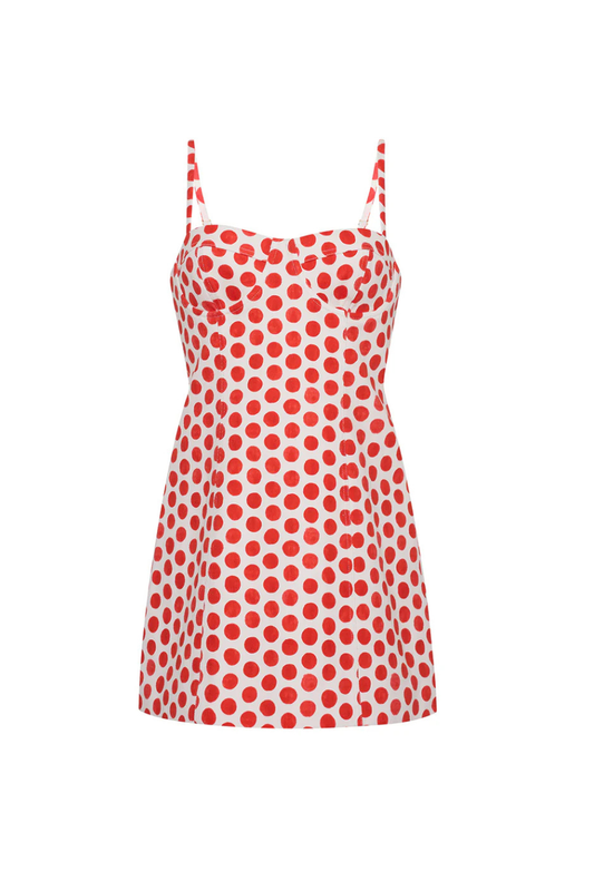 Claudine Mini Dress in Celeste Spot Red