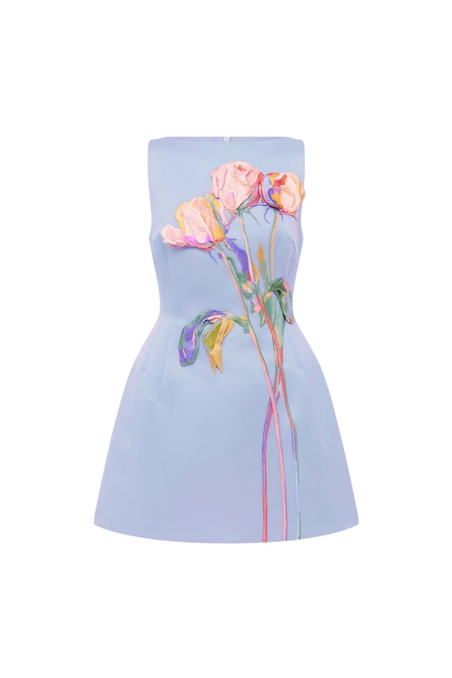 Ali Embroidered Boat Neck Mini Dress