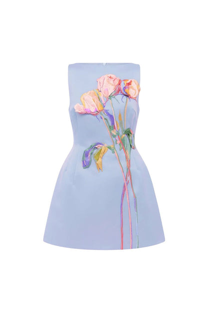 Ali Embroidered Boat Neck Mini Dress