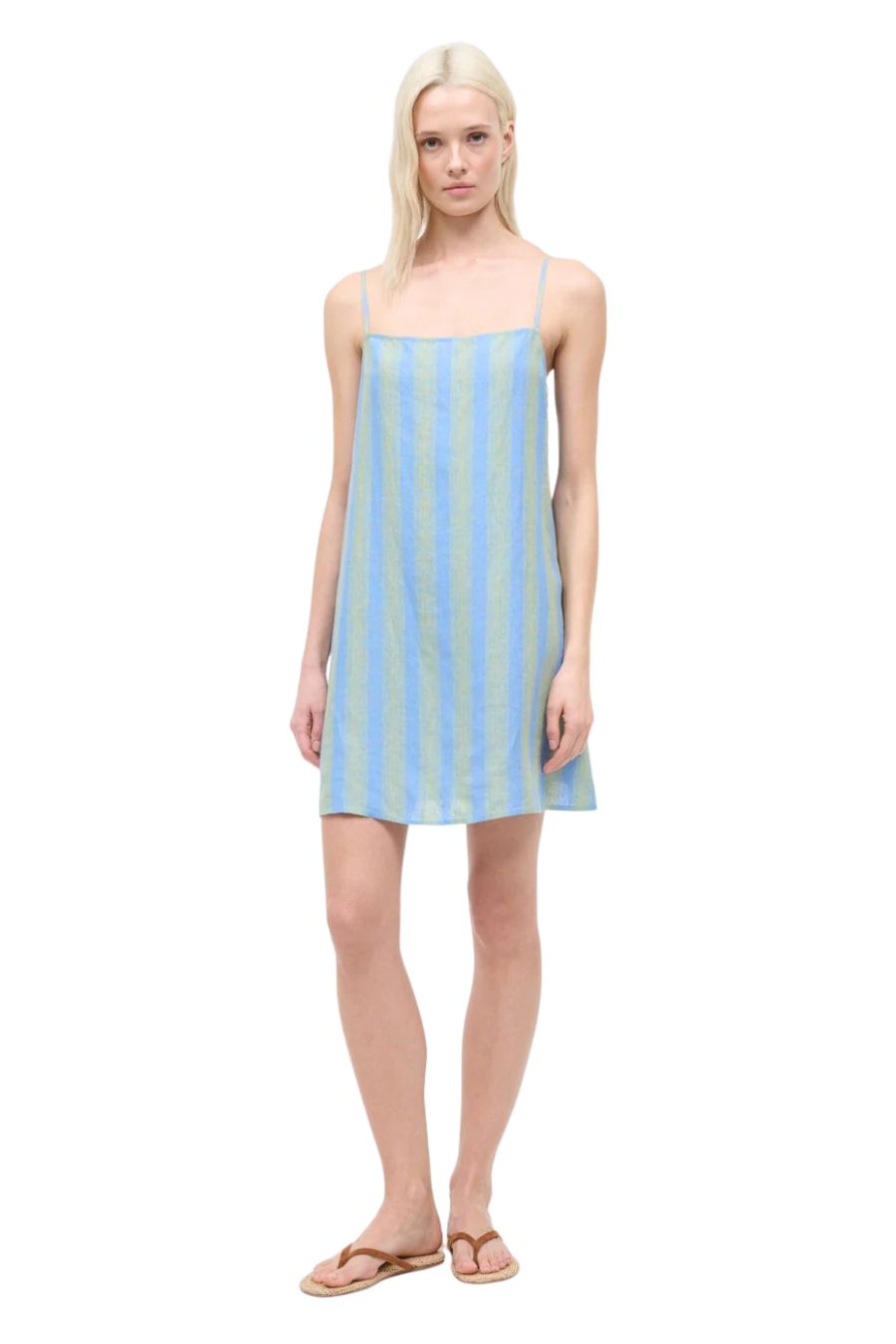 Laura Linen Mini Dress in Seaport Stripe