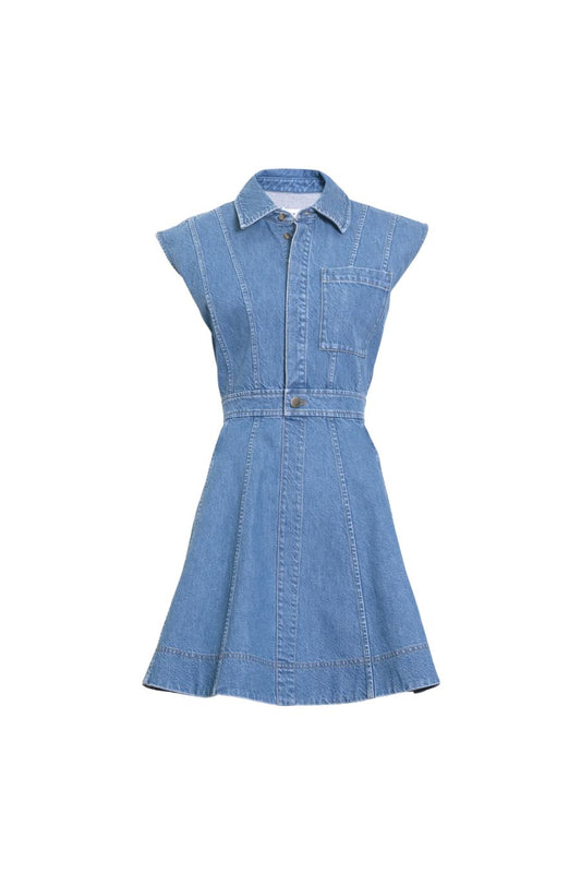 Sleeveless Hailey Dress in Medium Indigo Blue