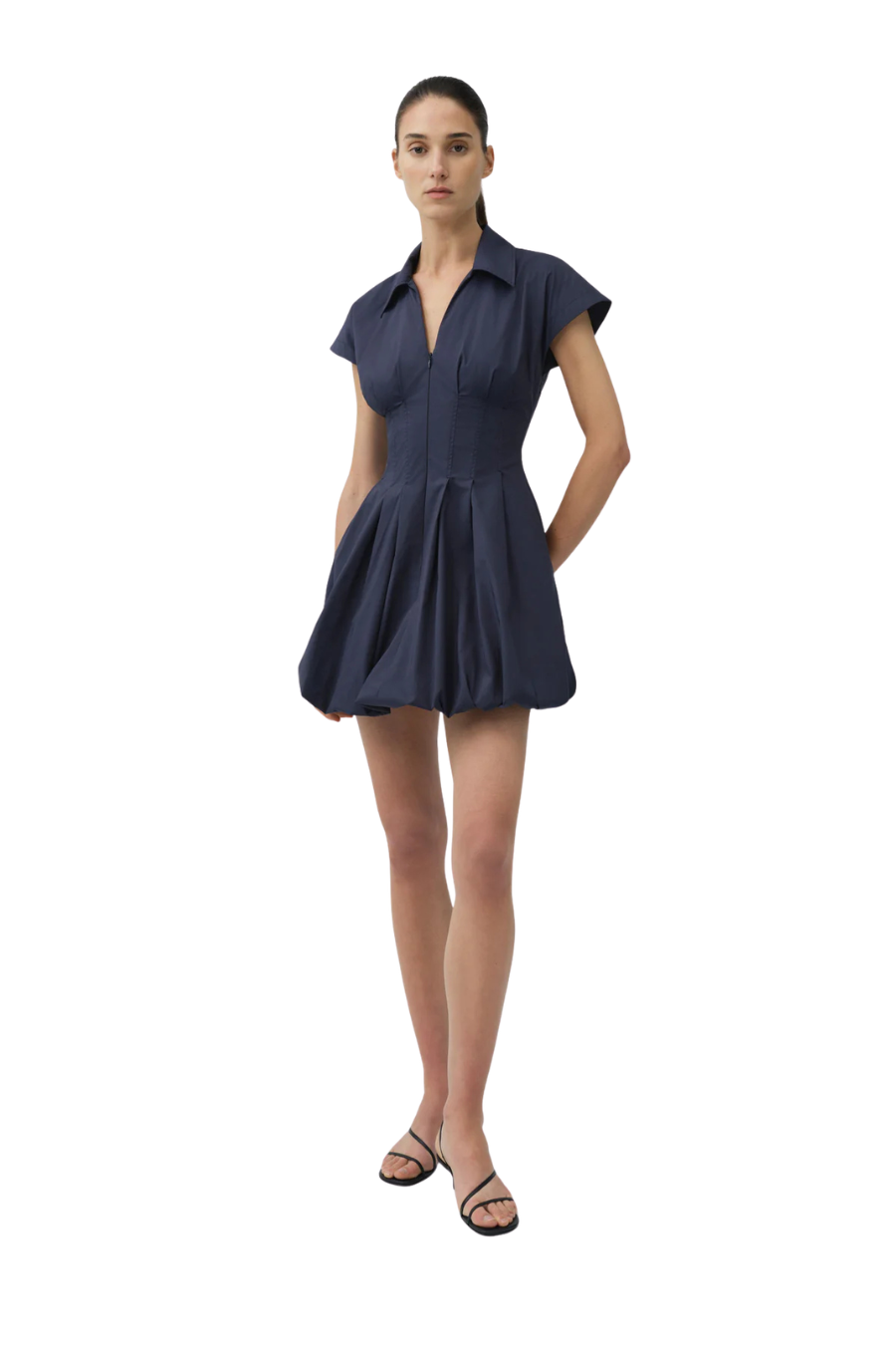 Lirinne Cotton Bubble Mini Dress in Midnight