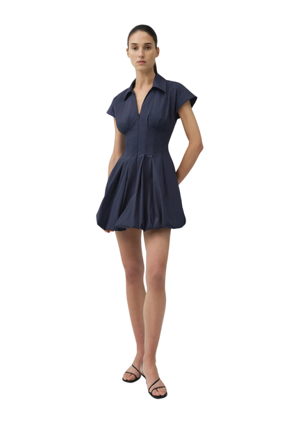 Lirinne Cotton Bubble Mini Dress in Midnight