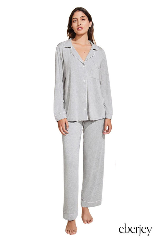 Gisele Long PJ Set in Heather Grey/Pink