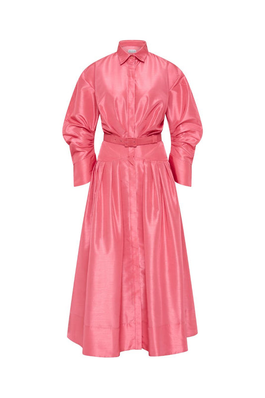 Maple Shirt Midi Dress in Bubblegum