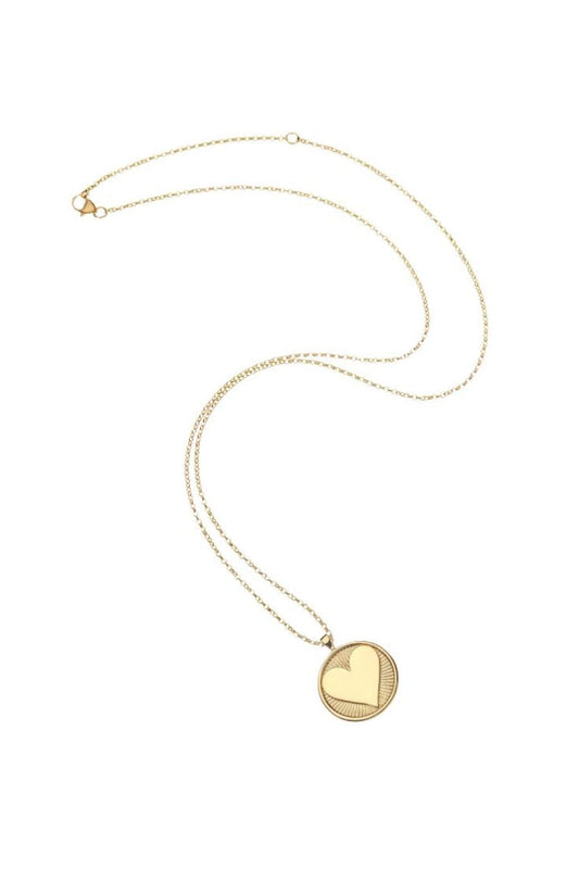 Jane Win Hearts Find Me Love Pendant, double-sided gold-dipped coin pendant necklace
