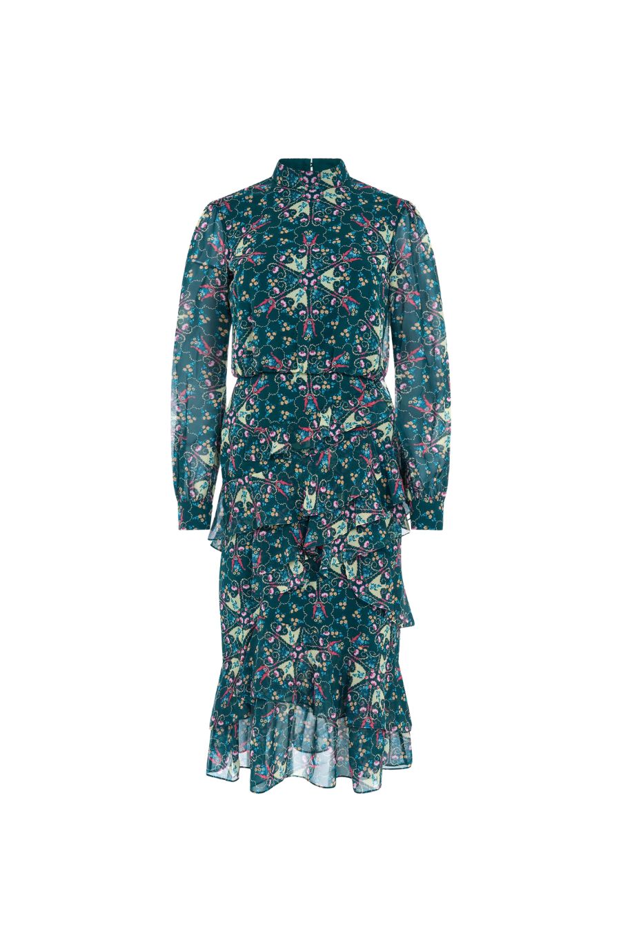Isa Ruffle Dress in Opaline Vert
