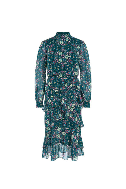 Isa Ruffle Dress in Opaline Vert